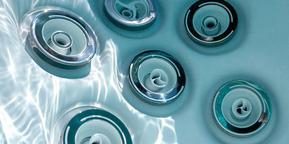 Close up of jets underwater.